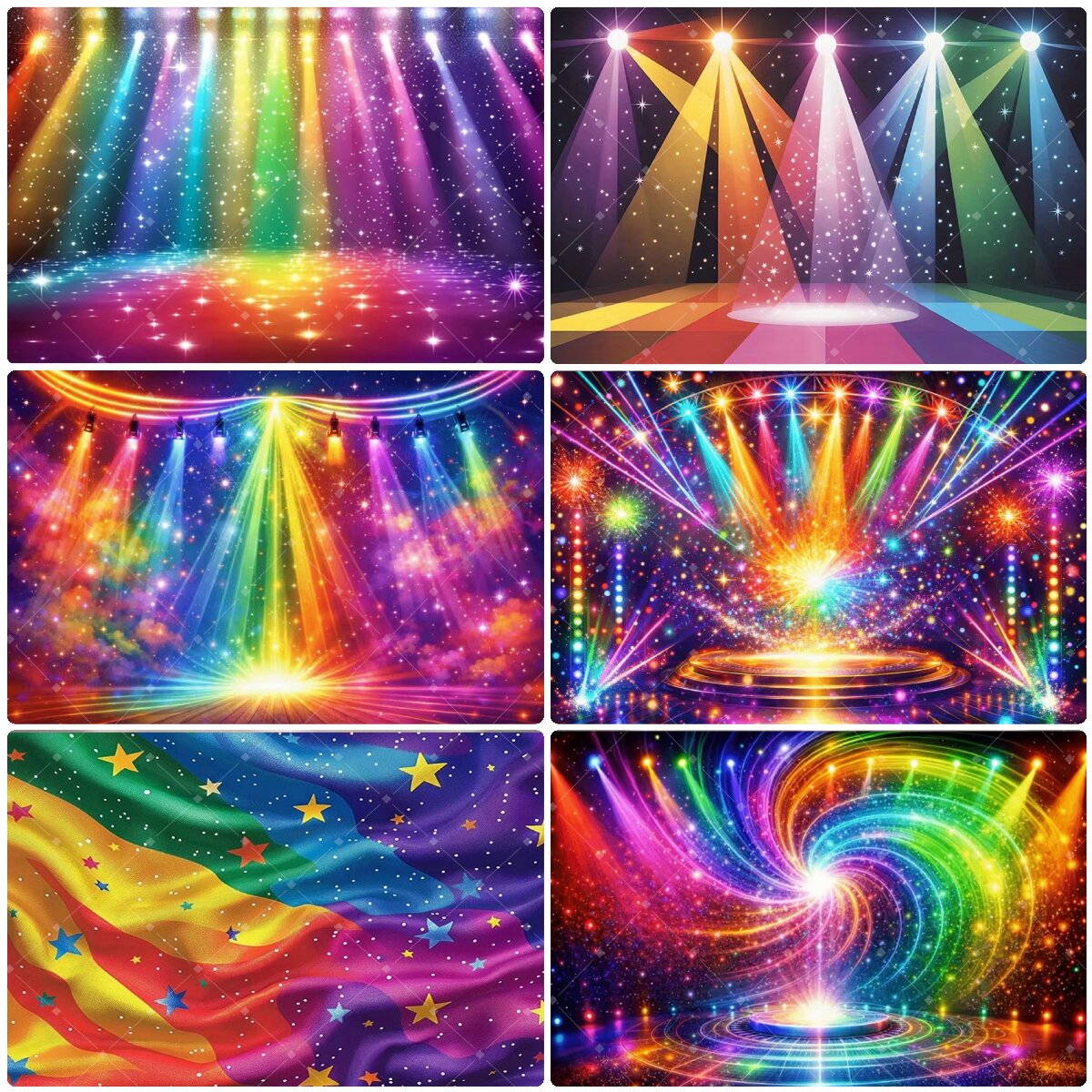 Photography Lighting And Background - Colorful Rainbow Stage Light Backdrop Glitter