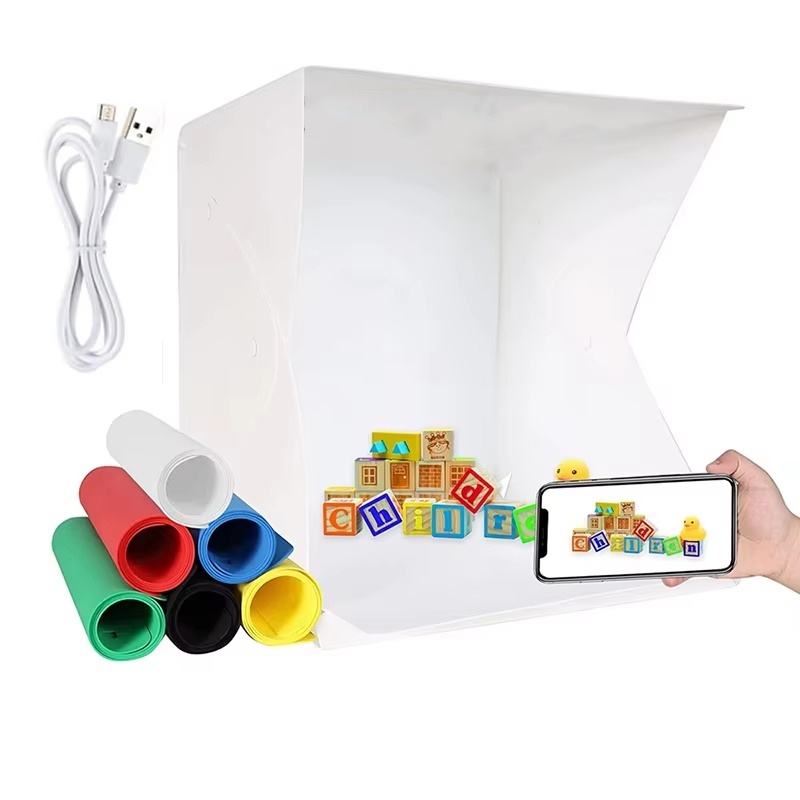 Photography Lighting And Background - Folding Lightbox Portable Photography LED Photo