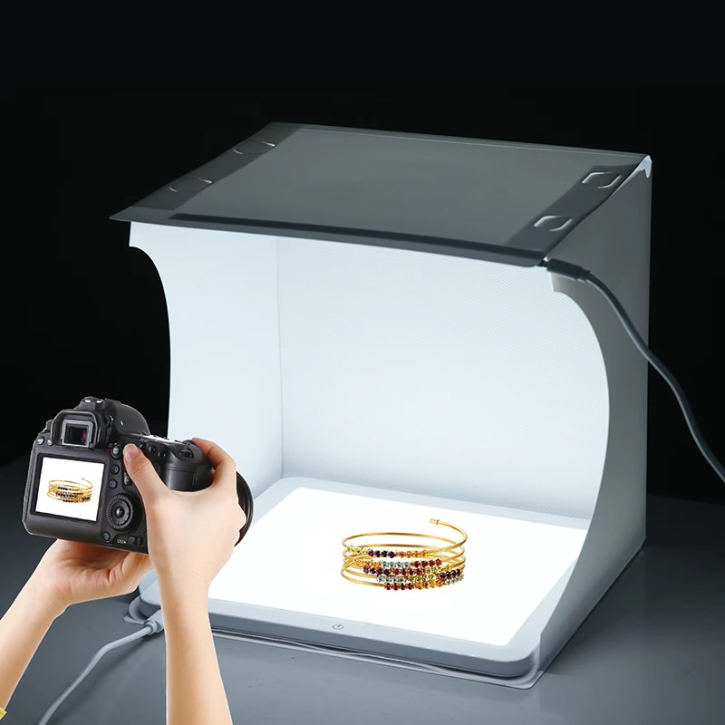 Photography Lighting And Background - 20cm Portable Photobox Photography Folding LED