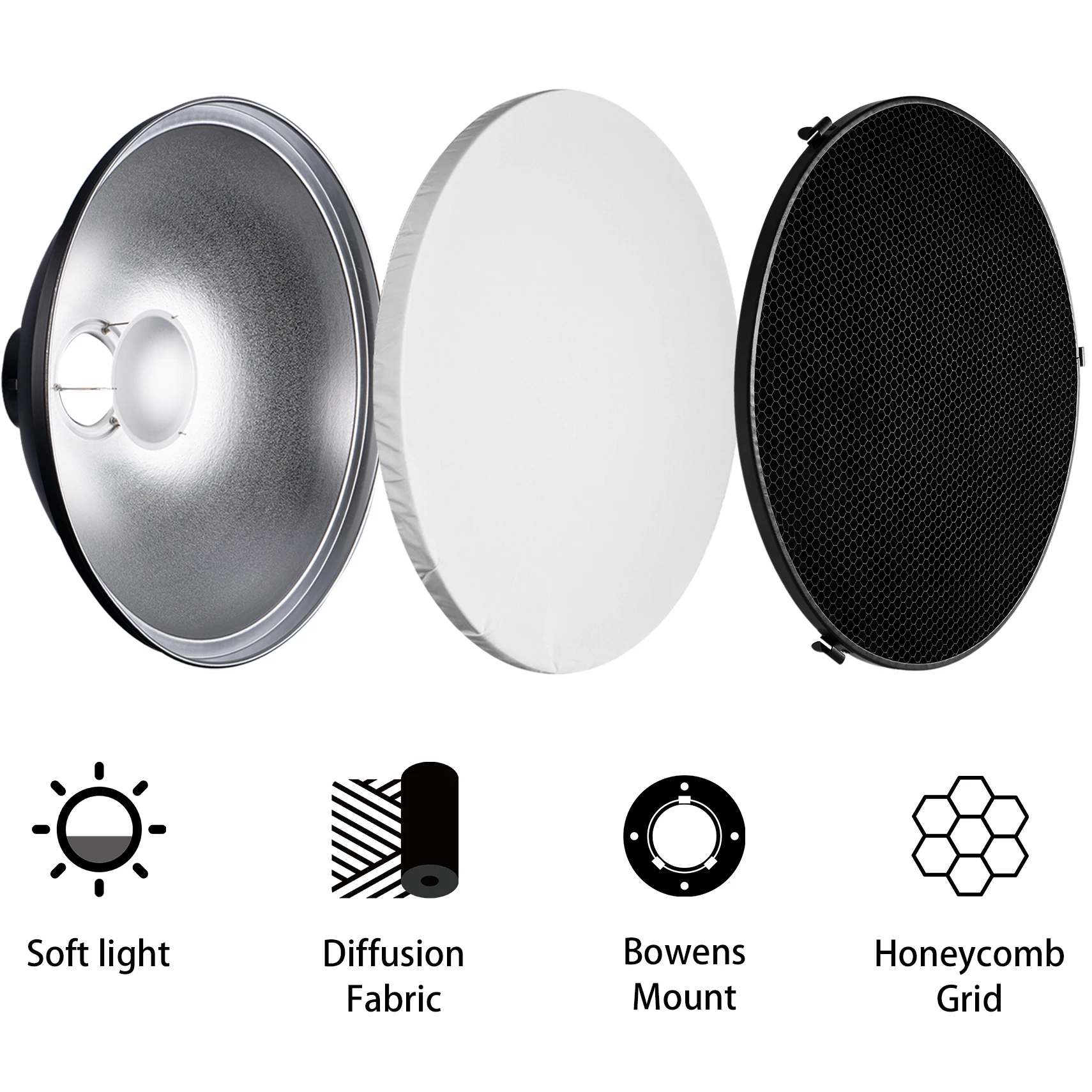 Selens 55cm Silver/White Inter - огляд і ціна Photography Lighting Beauty Dish